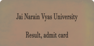Jai Narain Vyas University, Jodhpur (JNVU) Result and admit card Latest Updates jnvuiums.in Check JNVU Result Release Date, admit card, Merit List Here