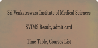 Sri Venkateswara Institute of Medical Sciences, SVIMS Result, admit card, Time Table, Courses List, Latest Updates at svimstpt.ap.nic.in